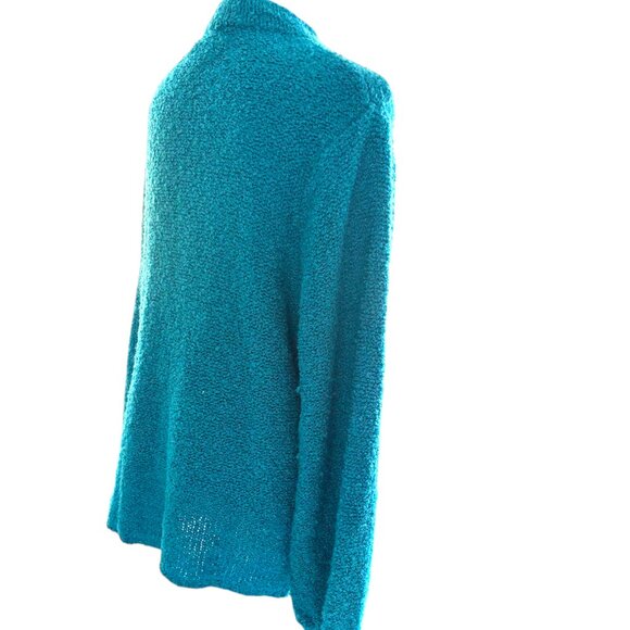 Joan Harper vintage chunky nubby blue button down cardigan sweater pockets sz S - Picture 4 of 9